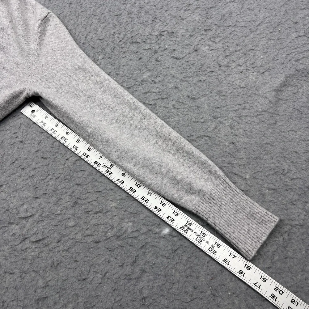 LL Bean Cardigan Womens Small Gray 100% Cashmere Open Front Pockets Knit Sweater